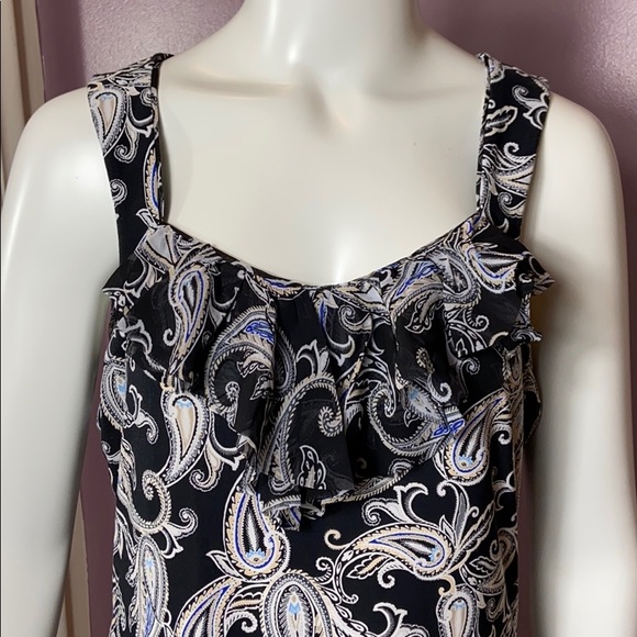 White House Black Market Tops - White House Black Market Paisley Ruffle Shell